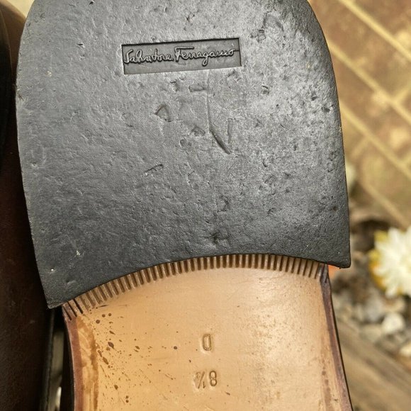 SALVATORE FERRAGAMO MEN'S Studio Brown Leather Oxford Cap Toe Dress Shoe 8.5 D - Picture 6 of 10